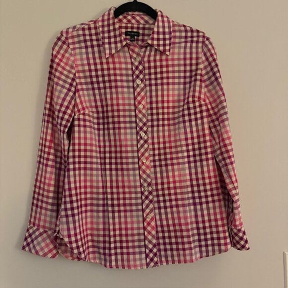 Talbots Pink & Purple Plaid Button Front Shirt Size XS - Picture 1 of 5